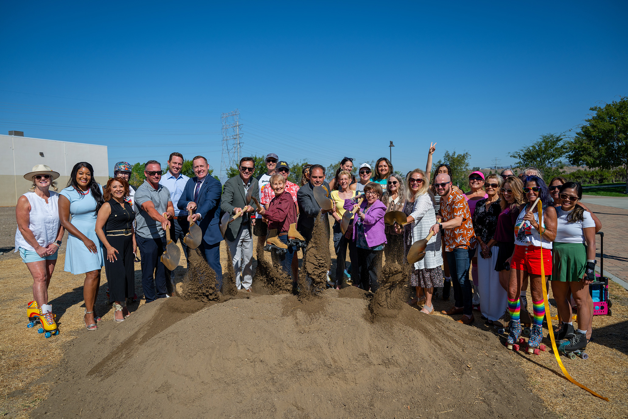 Dignitaries throwing ceremonial dirt