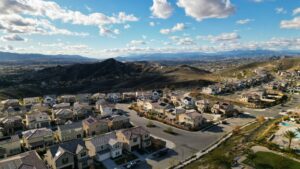 Drone shot of neighborhood in Santa Clarita