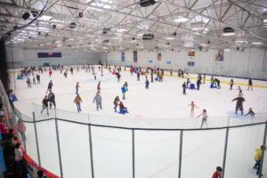 People ice skating at The Cube