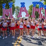 Hart High students at the Parade in red, white and blue