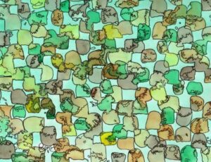 Original artwork of greens, yellows and oranges