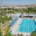 Drone shot of the Aquatic Center