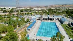Drone shot of the Aquatic Center