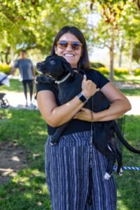 Woman holding a puppy