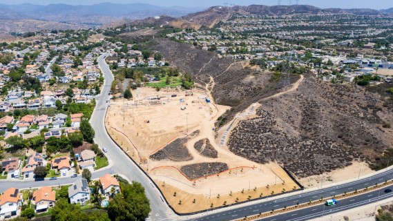 Aerial photo of David March Park under construction