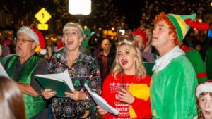 Carolers singing on Main Street