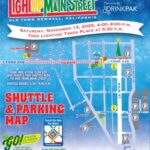 Map detailing parking designations for Light Up Main Street
