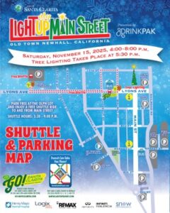 Map detailing parking designations for Light Up Main Street