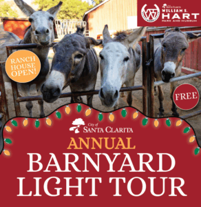 The City of Santa Clarita invites families to experience the magic of the holidays at the fifth annual Barnyard Light Tour on Saturday, December 13, from 5:00 to 7:30 p.m. at the William S. Hart Park.