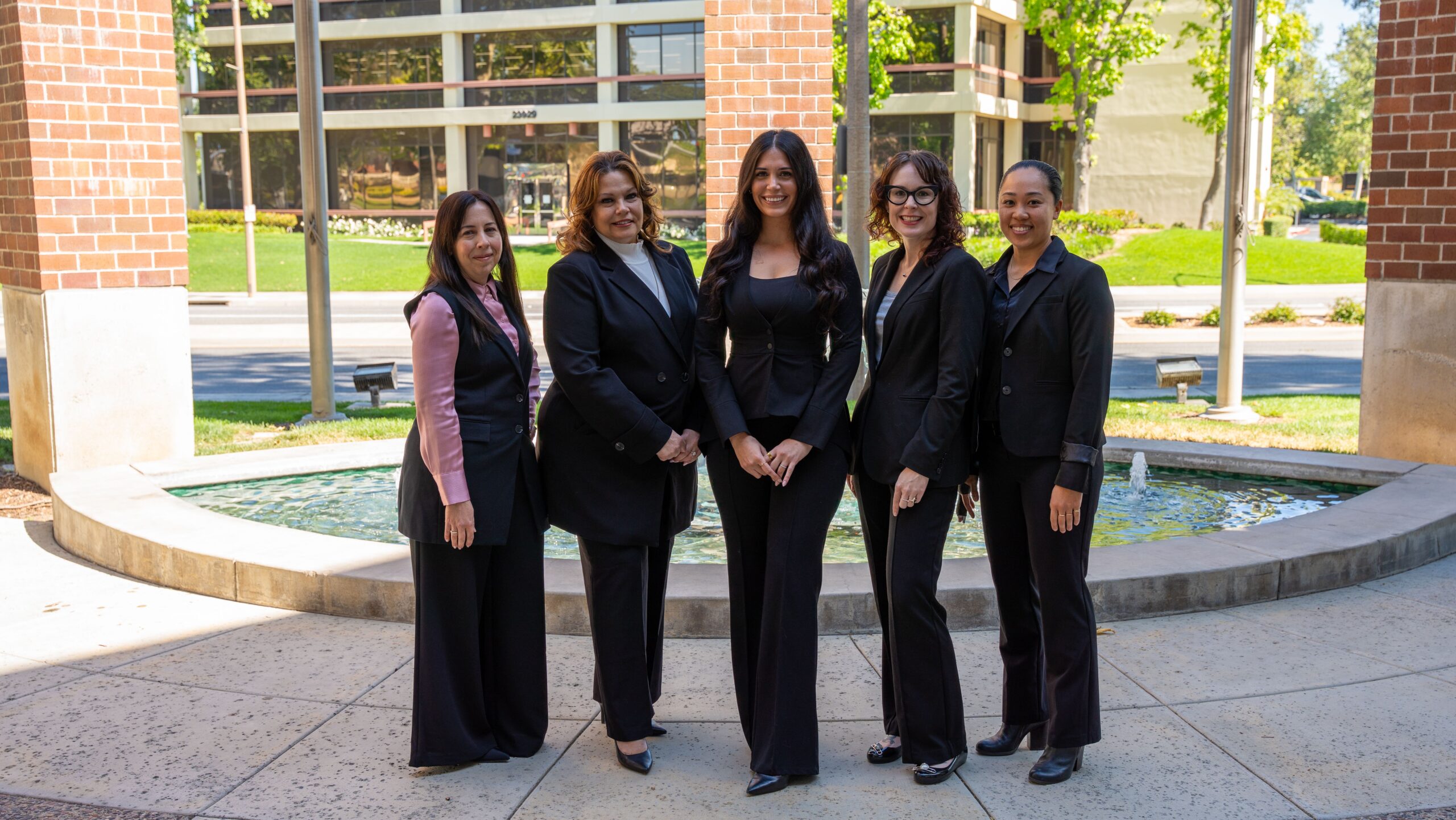 City of Santa Clarita's Purchasing and Contract Services Team in front of fountain at City Hall.