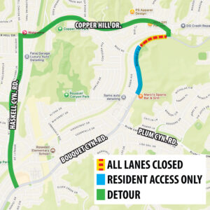 Image of a map showing road closures