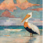 Jody Nelson_Low Tide - painting of stork by the sea