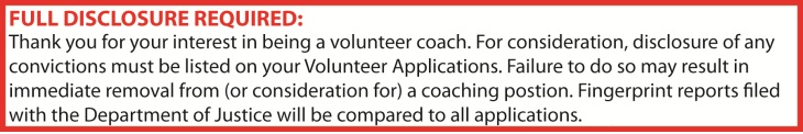 Volunteer Coaching Discolsure